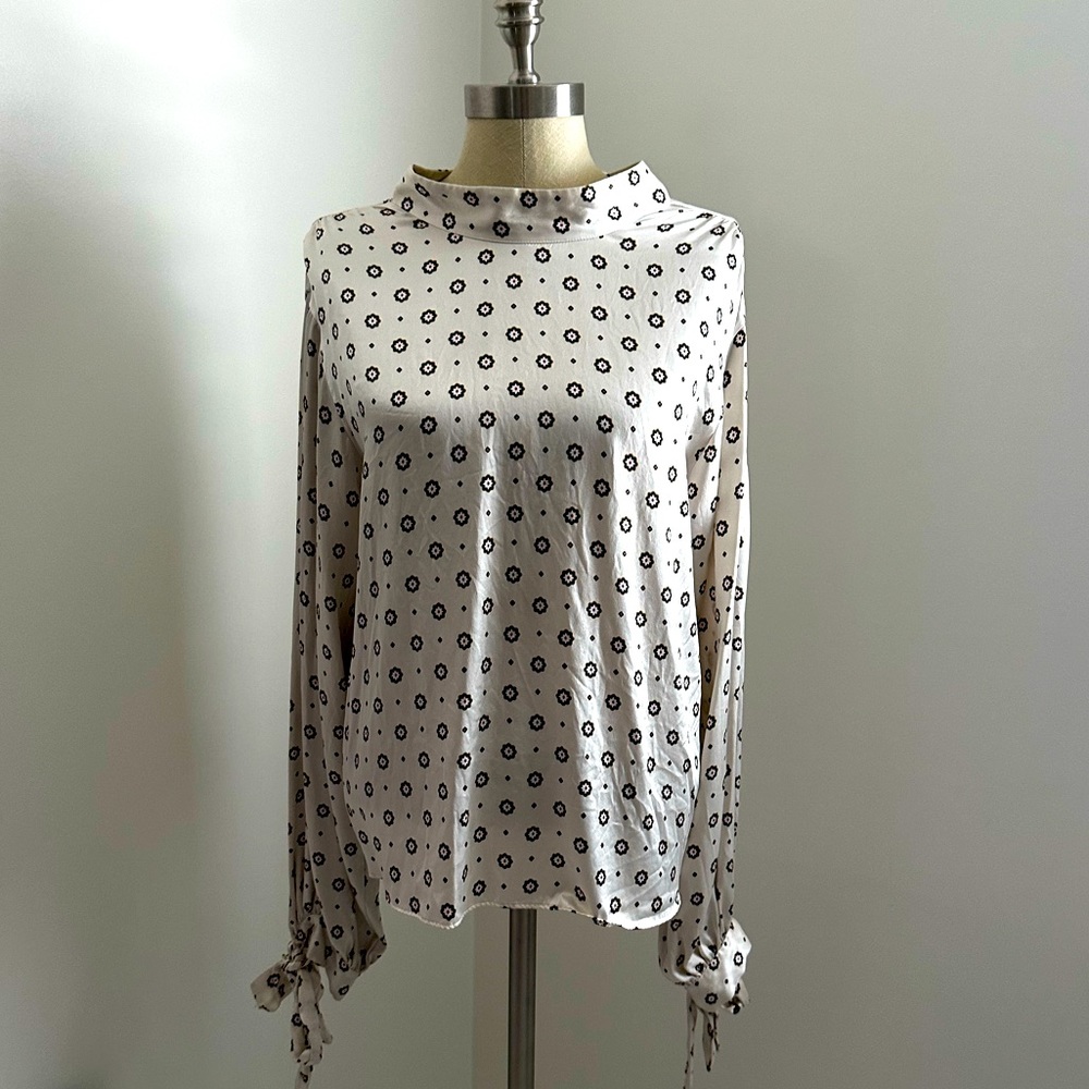 ANINE BING ESTHER TOP - CREAM TIE PRINT